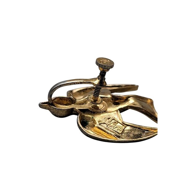 Coro Pegasus Sparrow ScrewBack Earrings Gold Tone VTG Original Hallmark 1940s - Picture 14 of 15